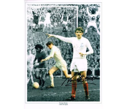 Norman Hunter autographed large photo. High quality 16x12 photograph signed by Leeds United legend Norman Hunter. He was part