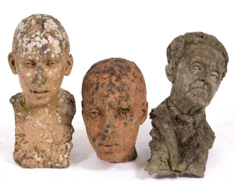 ANTHONY W SOUTHWELL (1936-2008) ceramic portrait heads, consisting of three females and a gentleman wearing a tie, the larges