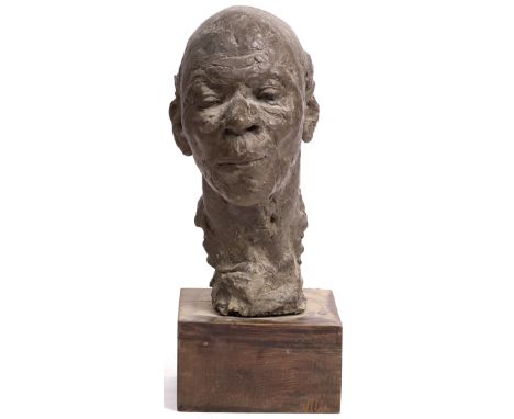 ANTHONY W SOUTHWELL (1936-2008) a plaster sculptural portrait of a gentleman, the sculpture mounted on a wood block plinth, 6