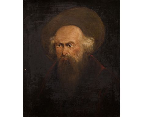 LATE 19TH CENTURY SCHOOL head and shoulder portrait of a bearded saint, oil on board, unsigned, 29.5cm x 24cm