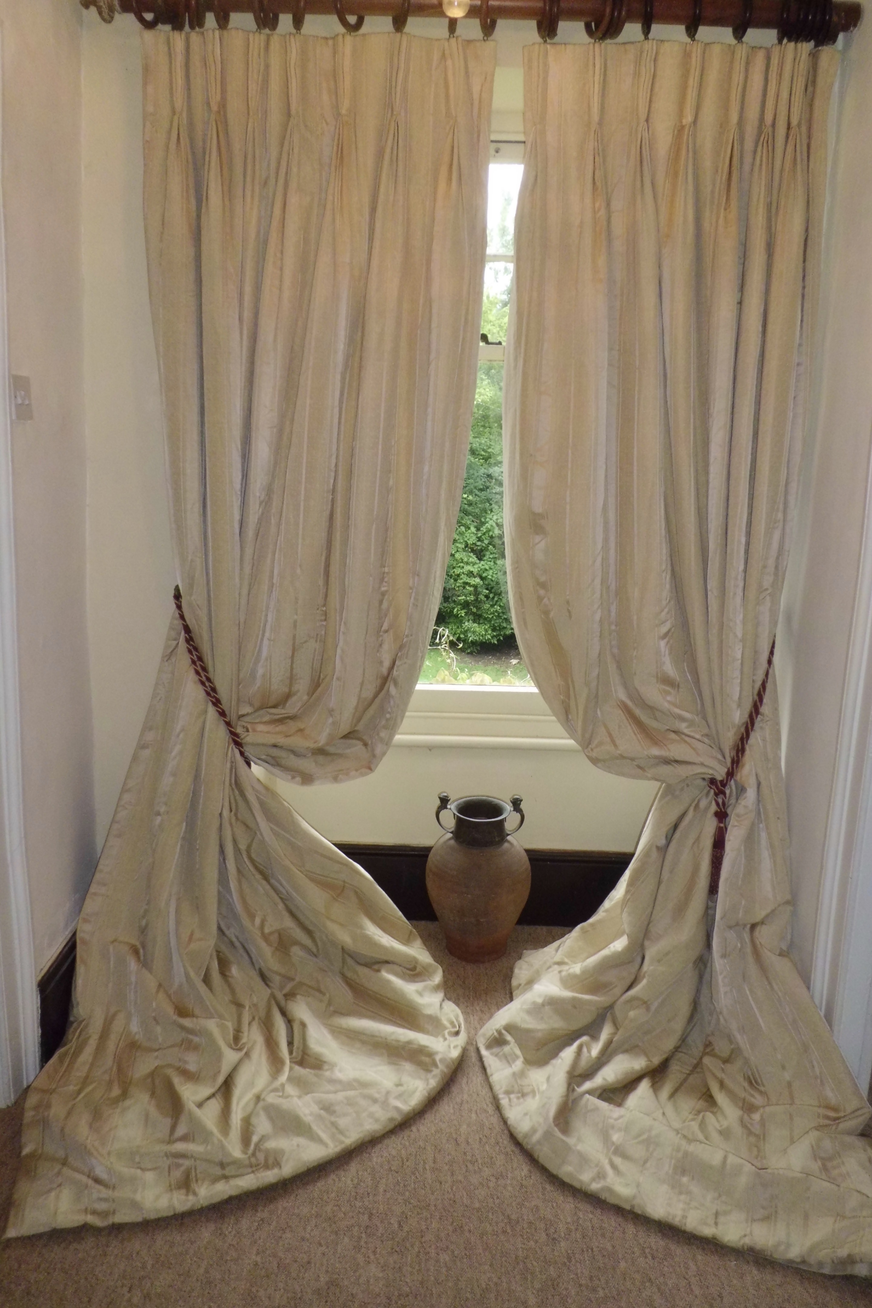 TWO PAIRS OF CREAM ZOFFANY INTERLINED CURTAINS each curtain 270cm in