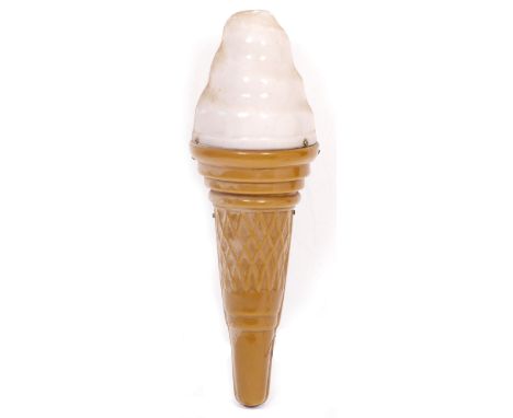 A CONTEMPORARY PLASTIC ICE CREAM CONE LAMP with attached wall fixings 47cm approximately 