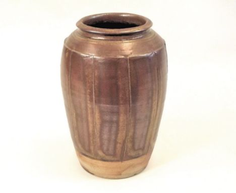 MIKE DODD CIDERHOUSE POTTERY.A cut-sided vase made by Mike Dodd at the Cider House Pottery, Cornwall in the 1970's. Unmarked,