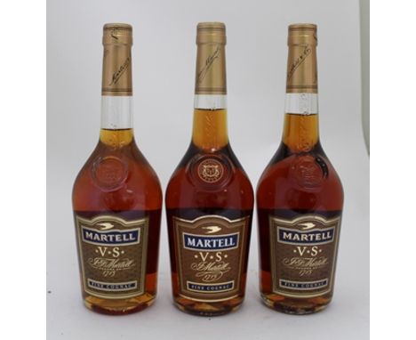 MARTELL VS FINE COGNAC, 3 x 70cl bottles 