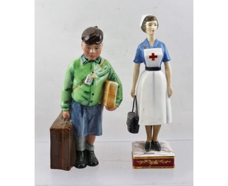 A ROYAL DOULTON FIGURE "The Boy Evacuee", ref. HN3202, modelled by Adrian Hughes, limited edition no. 1607/9500, 20cm high, t