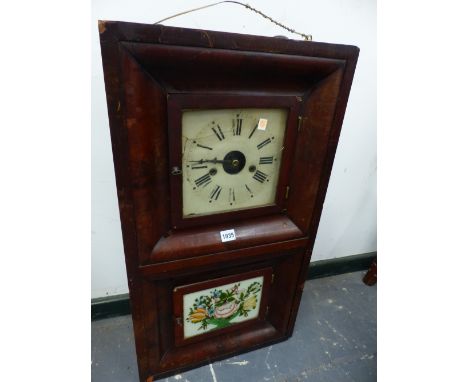 A LATE 19th.C.AMERICAN WALL CLOCK AND TWO SIMILAR MANTLE CLOCKS.