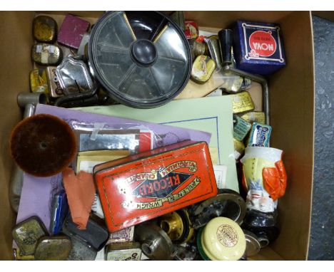 A LARGE COLLECTION OF VARIOUS GRAMOPHONE NEEDLE TINS, VARIOUS PLAYING HEADS, OTHER PARTS, ASSOCIATED EHEMERA ETC