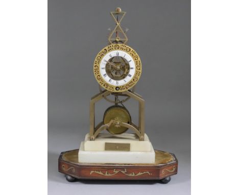 An Early 19th Century Skeleton Clock, by Carter, Tooley Street, Southwark, the 4.25ins diameter brass framed dial with centra