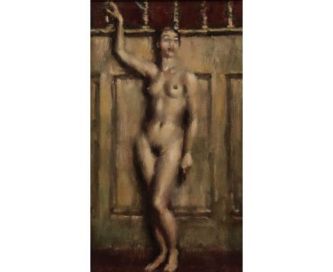 ***Colin Colahan (1897-1987) - Oil painting - "Monique" - Full length nude portrait, signed in black to lower right corner, c