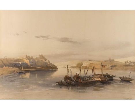 David Roberts (1796-1864) - Coloured lithograph - General view of Esouan and the island of Elephantine, 13.25ins x 20.75ins, 