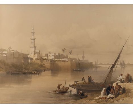 David Roberts (1796-1864) - Coloured lithograph - "View on the Nile - Ferry to Gizeh", 14ins x 19.75ins, lithographed by S. H