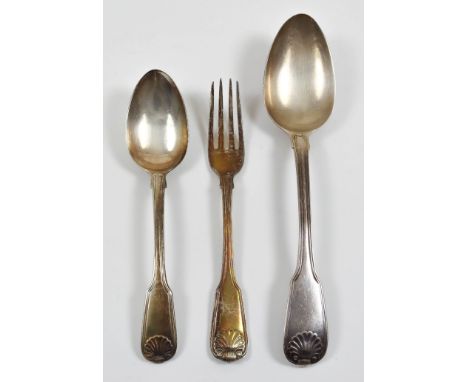 Silver Fiddle Thread and Shell Pattern Tableware, various dates and makers, comprising - six dessert spoons, six dessert fork