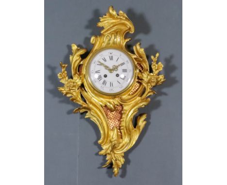 A Late 19th Century French Ormolu Cased Cartel Clock, No. 17213, the 5.5ins diameter domed enamel dial with Roman and Arabic 