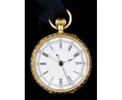 An Early 20th Century Continental Lady's 18ct Gold Cased Open Faced Keyless Lever Pocket Watch, the white dial with Roman and