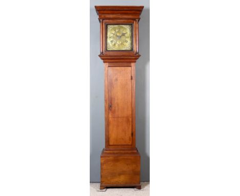 An 18th Century Mahogany Longcase Clock, by Ambrose Stokes of Deal, the 11ins square brass dial with wide chapter ring with R