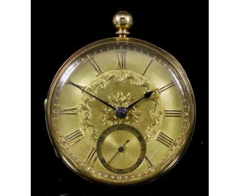 A Victorian 18ct Gold Cased Open Faced Pocket Watch, by James Ashbee, New Romney, case hallmarked London 1866, No. 29785, the