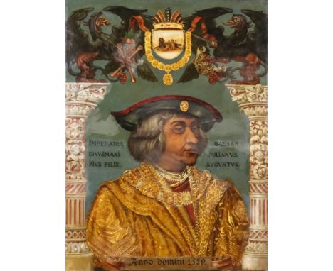 16th/17th Century Italian School after Giulio Romano (1492-1546) - Oil painting - Shoulder length portrait of Maximilian I, H