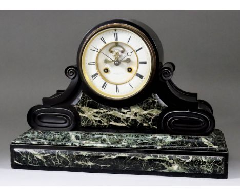 A Late 19th Century French Mantel Clock, by Japy Freres, No. 2668, the 5.25ins diameter white enamel dial signed Joseph Penli