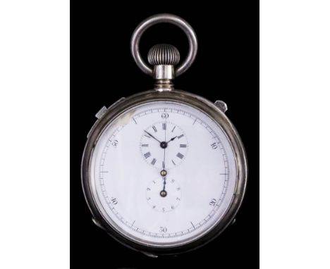 A Late 19th/Early 20th Century Continental Silvery Metal Cased Pocket Chronometer, the white enamel dial with subsidiary cent