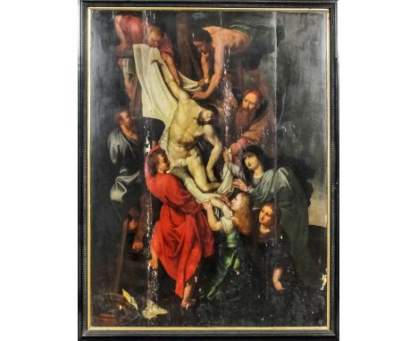 17th Century Northern European School after Peter Paul Rubens (1577-1640) - Oil painting - "The Descent from the Cross", oak 