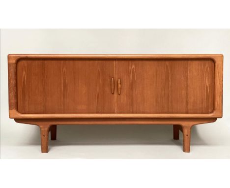 DYRLUND SIDEBOARD, 1970s teak with two stitching doors enclosing baize lined trays and shelf, 168cm x 53cm x 80cm H. 