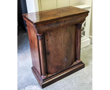 SIDE CABINET, 71cm W x 37cm D x 87cm H, circa 1830, Danish mahogany with a frieze drawer and bowed door enclosing shelf flank