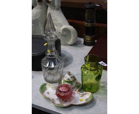 Cut glass decanter, pen stand etc.