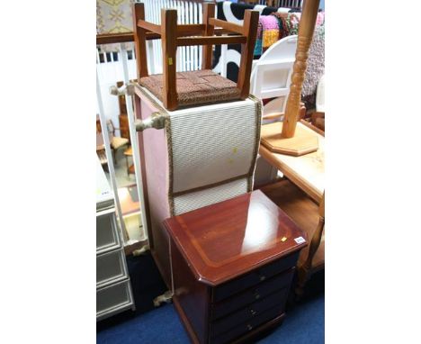 Blanket box, stool and a bedside chest of drawers