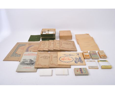 Collection of vintage 20th Century cigarette cards. Including; material silk patch examples, Railway albums, life in the Roya