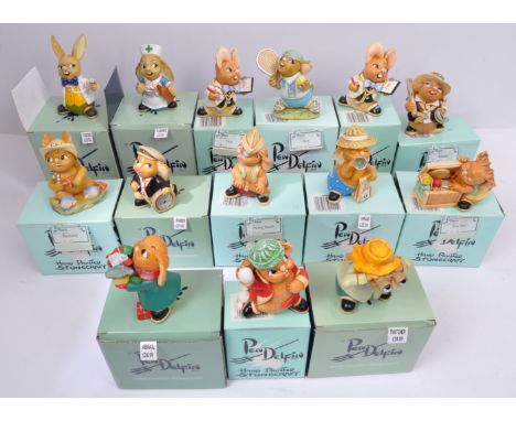 Pendelfin - A collection of NOS New Old Stock boxed hand painted stone craft bunny rabbit&nbsp; figurines. To include Abigail