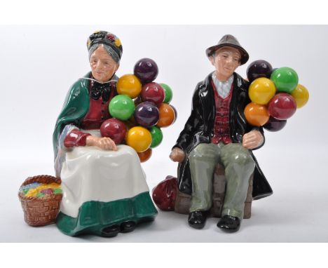 Two vintage 20th century Royal Doulton fine bone china figures. The lot to include 'The Old Balloon Seller' HN 1315 &amp; 'Th