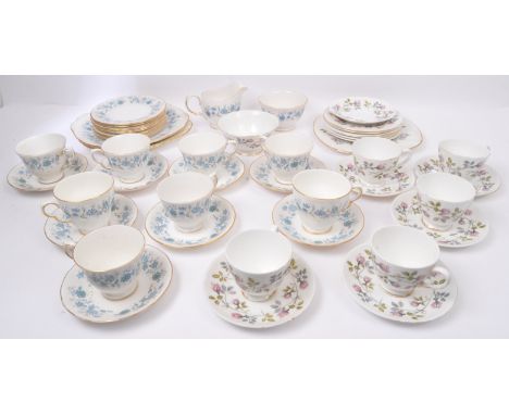 Two vintage 20th century bone china tea services to include a Tuscan fine bone china service in the 'Dawn Rose' pattern along