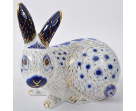 Royal Crown Derby -&nbsp; Old English Blue Rabbit - A vintage 20th century Royal Crown Derby NOS New Old Stock fine bone chin