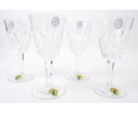 Waterford Crystal - A set of four NOS New Old Stock Waterford crystal glass white wine glasses. Boxed. Measures approx 15cm t