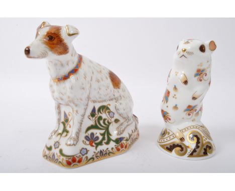 Royal Crown Derby -&nbsp; Jack Russel &amp; Gerbil - Two vintage 20th century Royal Crown Derby NOS New Old Stock fine bone c