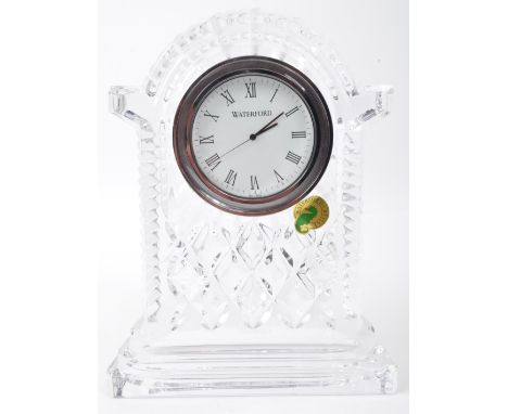 Waterford Crystal - NOS New Old Stock Waterford crystal glass carriage clock of domed form. Measures approx 19cm tall.