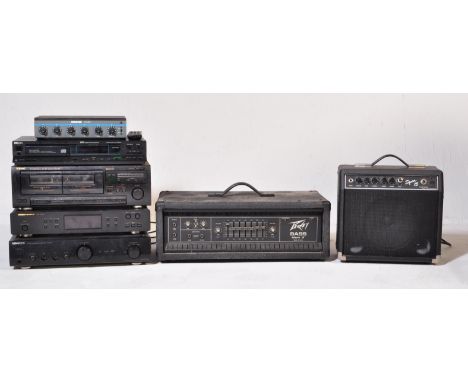 A collection of vintage Hi-Fi &amp; audio equipment to include Peavey Mk 3 Bass Amplifier Amp, Shure Mixer, Kenwood Amp, Mara