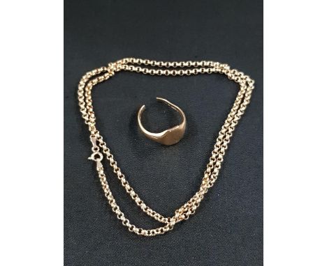 9 CARAT GOLD BELCHER CHAIN AND SCRAP GOLD RING 6.2G 