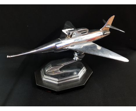 ART DECO CHROME AEROPLANE TABLE LIGHTER 