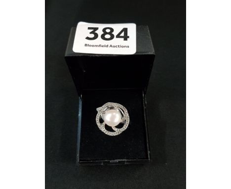 SILVER, DIAMOND &amp; PEARL RING 