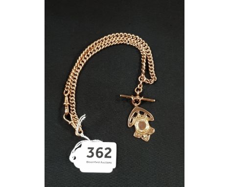 GOOD ANTIQUE ROSE GOLD ALBERT CHAIN WITH MEDAL 38.1G 