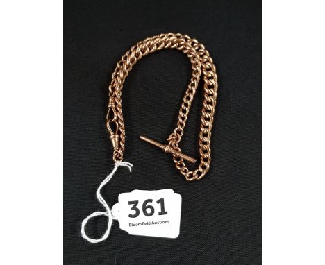 GOOD ANTIQUE ROSE GOLD ALBERT CHAIN CIRCA 24.2G 