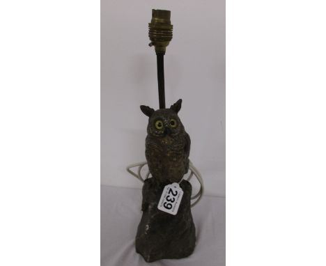 Owl lamp on stone base
