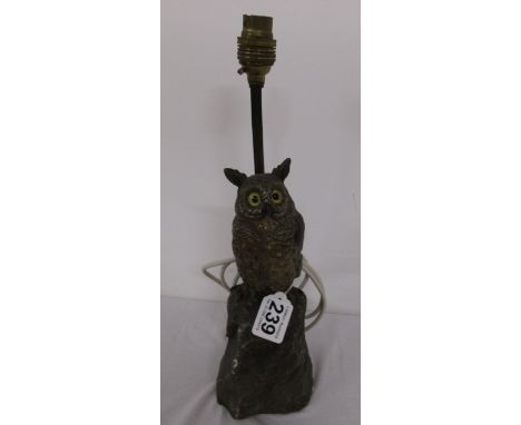 Owl lamp on stone base