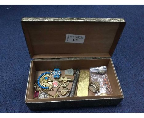 VINTAGE JEWELLERY,including a pair of gold and coral earrings, a Dunhill lighter, Masonic keystone pendant and other items