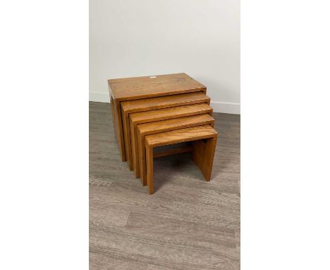 NEST OF FIVE ERCOL OBLONG OCCASIONAL TABLES,the largest 51cm wideCondition report: Tables are in overall good condition few m