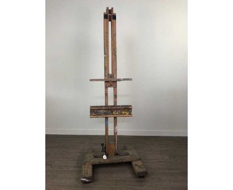 WOOD ARTIST'S EASEL,the base, 62cm wide