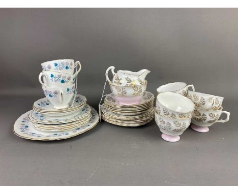 COLCLOUGH TEA SERVICE,with floral and gilt decoration, comprising six trios, along with a Royal Vale part tea service