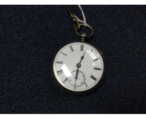 SILVER CASED KEY WIND POCKET WATCH,the white enamel dial with subsidiary dial