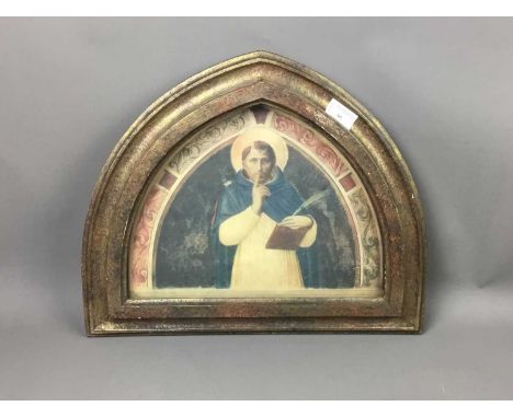 FRAMED PRINT OF SAINT PETER,framed and under glass, 38cm x 45cm.Condition report: Frame, glass and picture all loose. Scratch